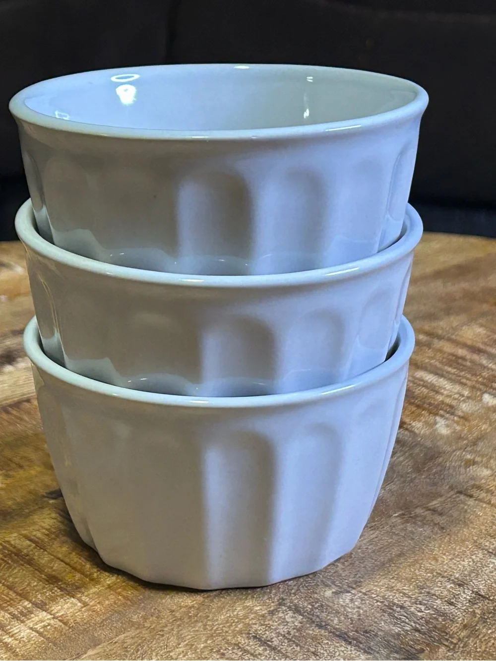 Royal Norfolk White Fluted Ceramic Ramekins - Set of 3, rare 8 oz